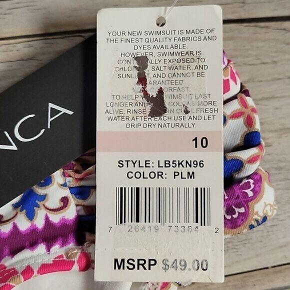 La Blanca Printed Side-Tab Bikini Bottom Sz 10 - Picture 6 of 9